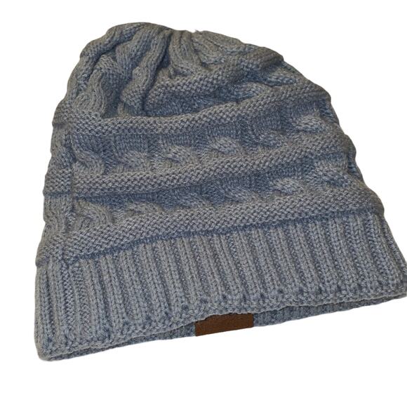 ViGrace Knit Beanie Hat Cap Grey One Size Fits Most 100% Acrylic - Picture 4 of 5